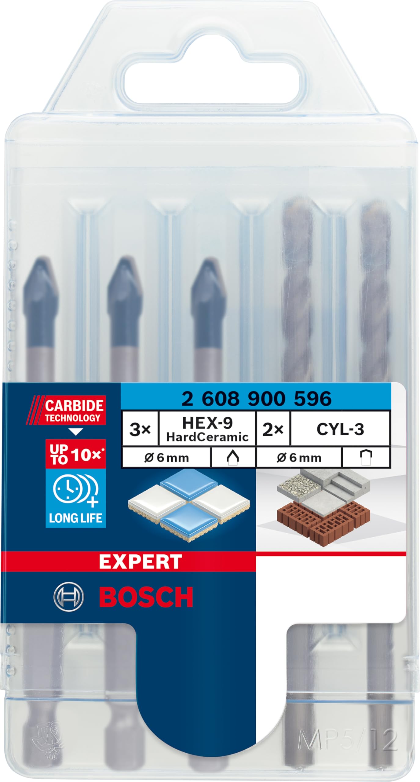 Bosch Expert HEX-9 foret carrelage 6 mm + CYL-3 céramique dure