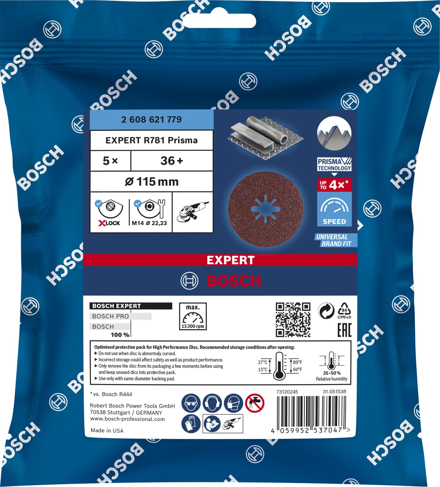 Bosch EXPERT R781 disque fibre 115 mm grain 36 lot 5