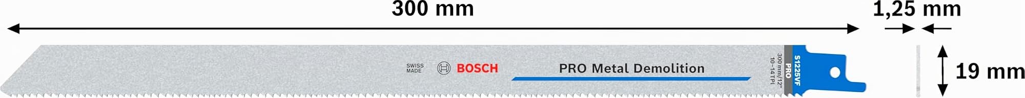 Bosch PRO S1225VF lame scie sabre métal 300 mm lot 5