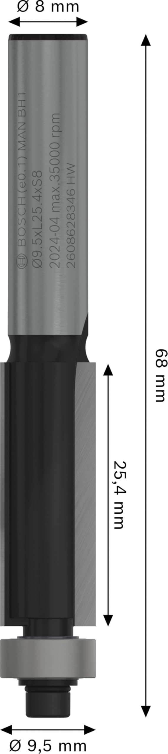Bosch Fraise À Araser PRO Bois Ø9,5 mm Queue 8 mm