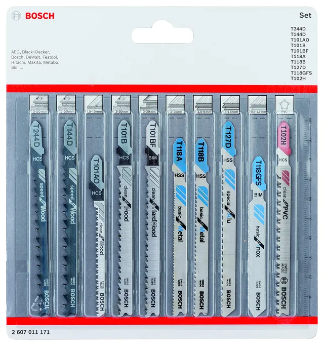 Bosch Lames 2607011171 lames scie sauteuse 10 pièces tout en un