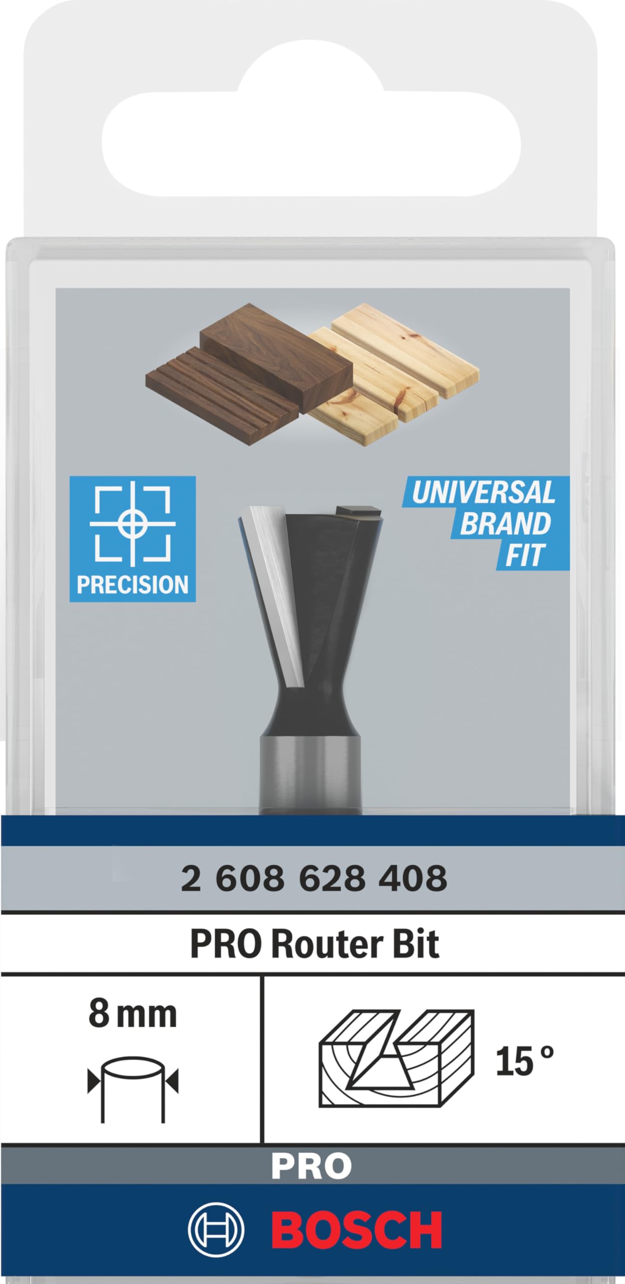 Bosch PRO fraise queue d'aronde 8 mm 15° bois