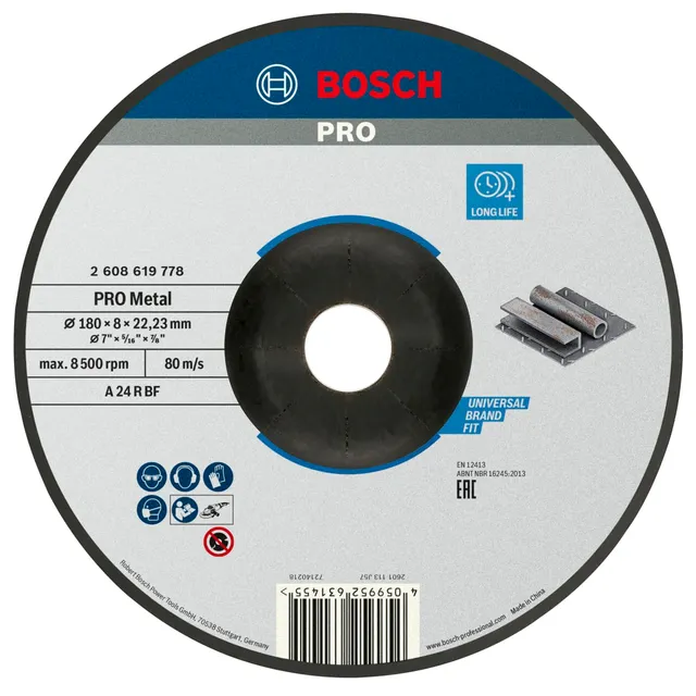 Bosch PRO Metal disque meulage Ø180mm acier 22,23mm