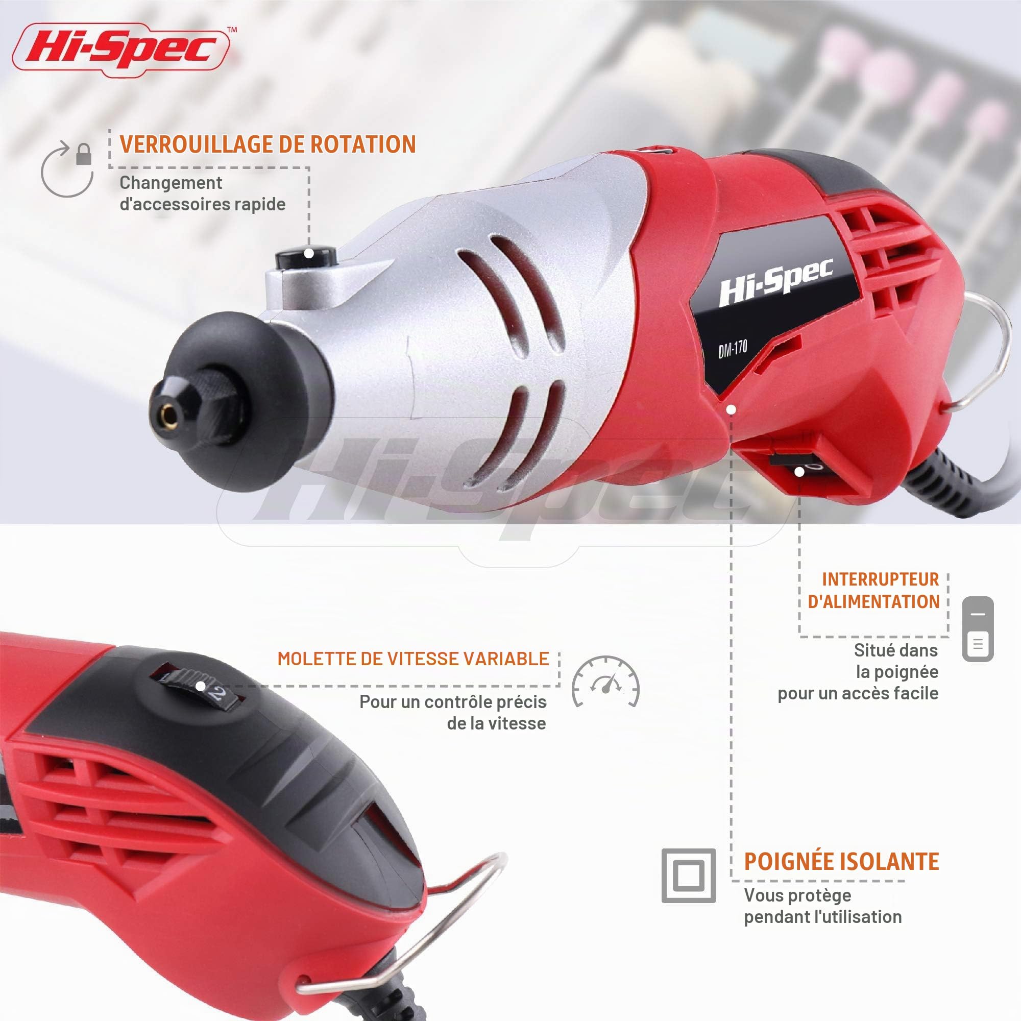 Hi-Spec Rotary Tools outil rotatif 170W 121 accessoires