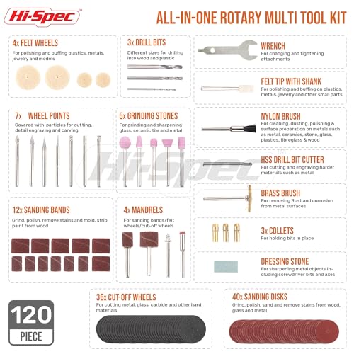 Hi-Spec Rotary Tools outil rotatif 170W 121 accessoires
