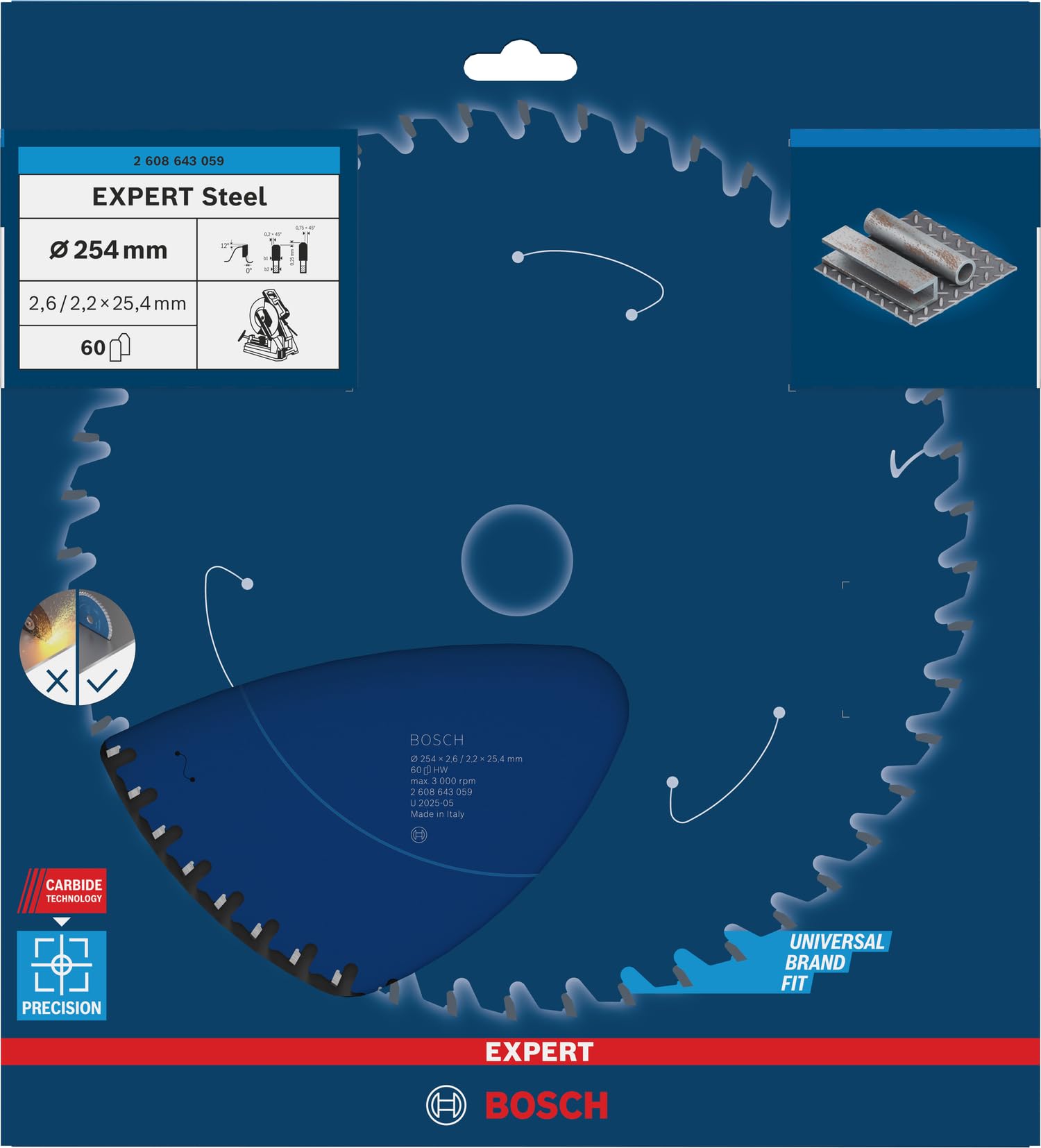 Bosch EXPERT Steel lame scie circulaire 254 mm 60 dents