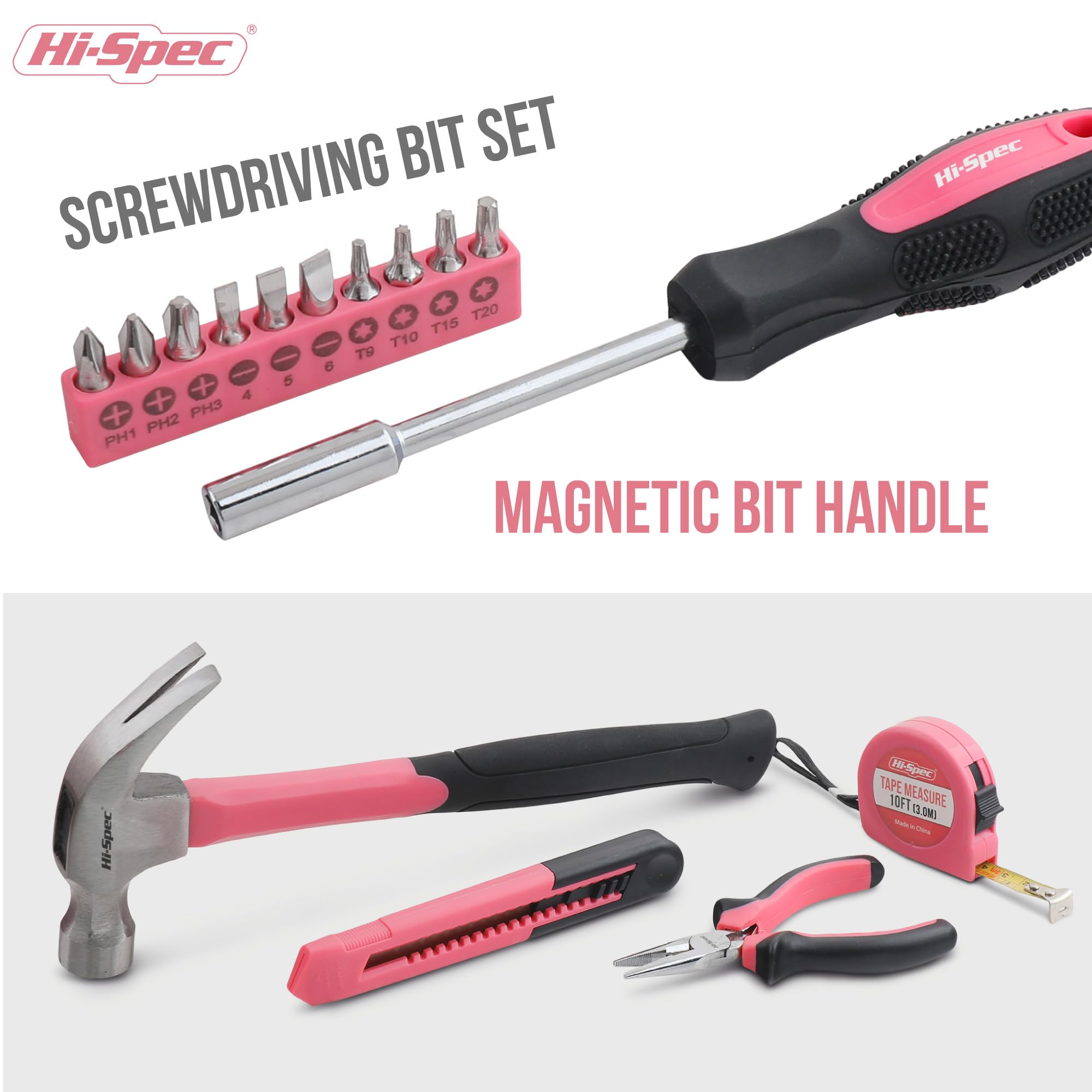 Hi-Spec Tool Kits kit outils 16 pièces rose sac zippé