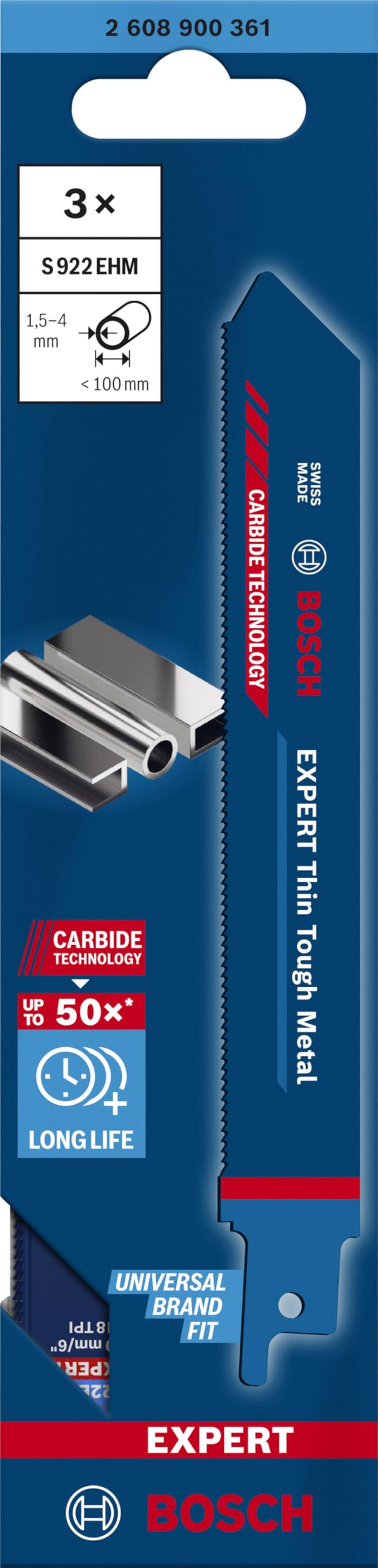 Bosch EXPERT S922EHM lame scie sabre carbure 150mm métal fin