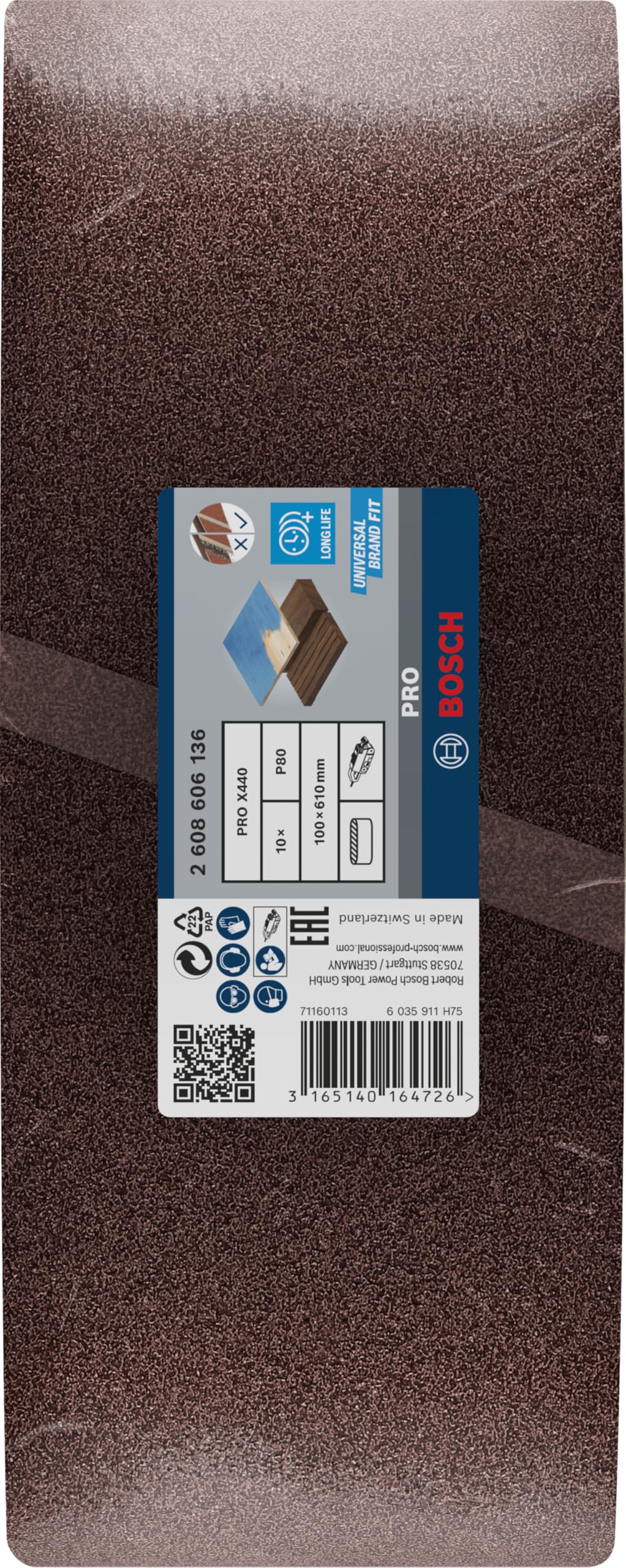 Bosch Abrasifs PRO X440 bande abrasive grain 80 100x610 10 pcs