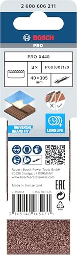 Bosch PRO X440 bande abrasive 40x305 mm grains 60/80/120 bois