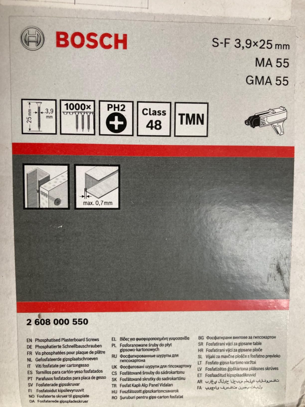 Bosch 2608000550 vis placo 3,9x25 mm noire