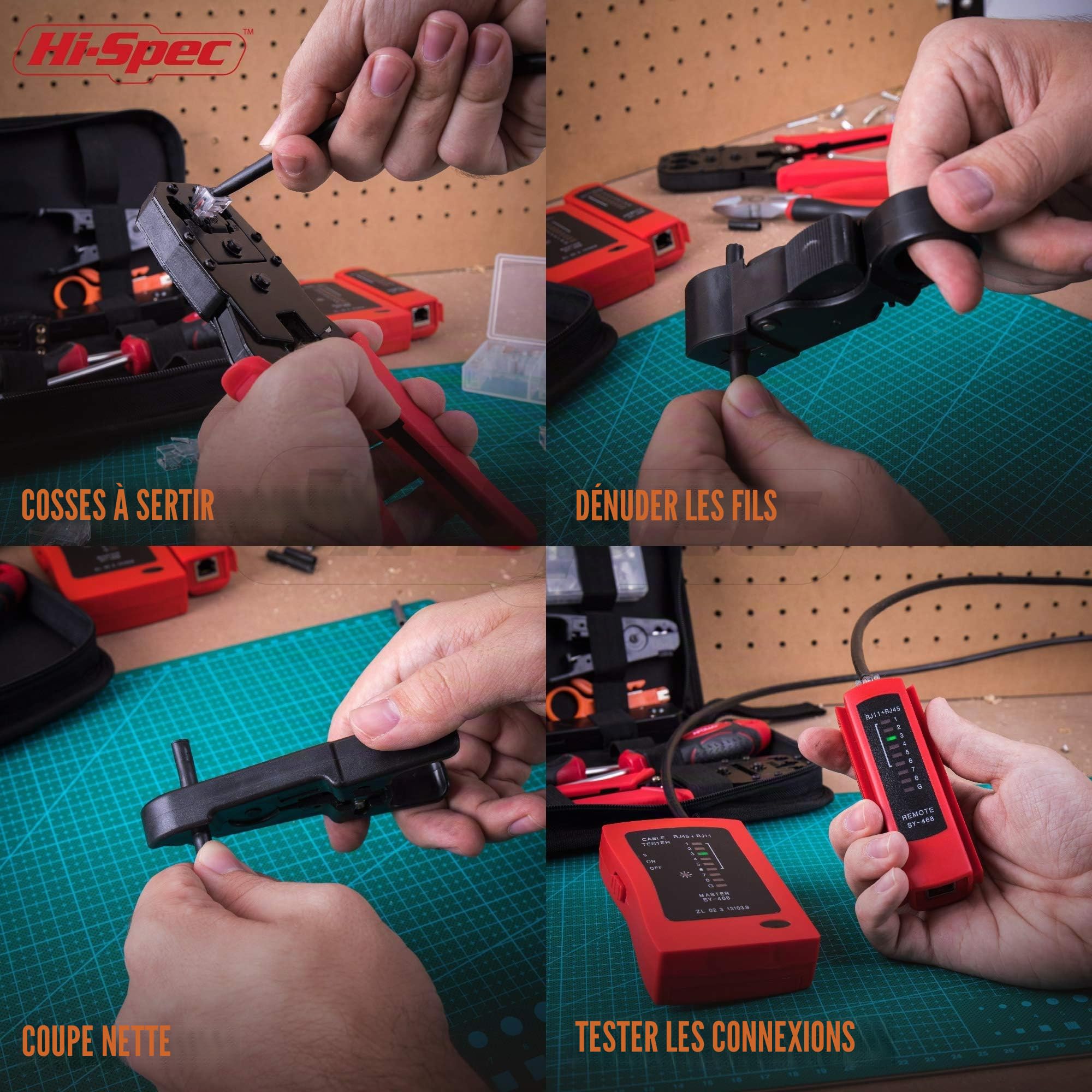 Hi-Spec Repair 9 pièces kit réseau RJ45 testeur câble