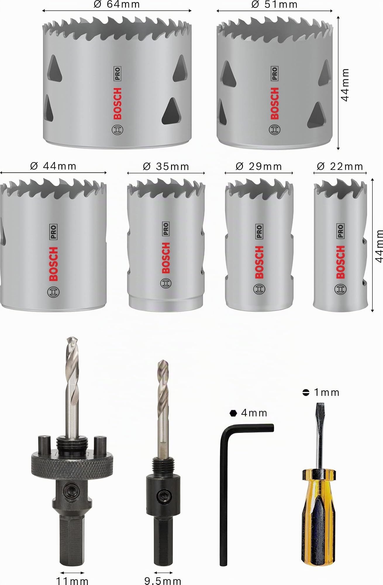 Bosch PRO Multi Material coffret scies cloches Ø22-64mm 12pcs