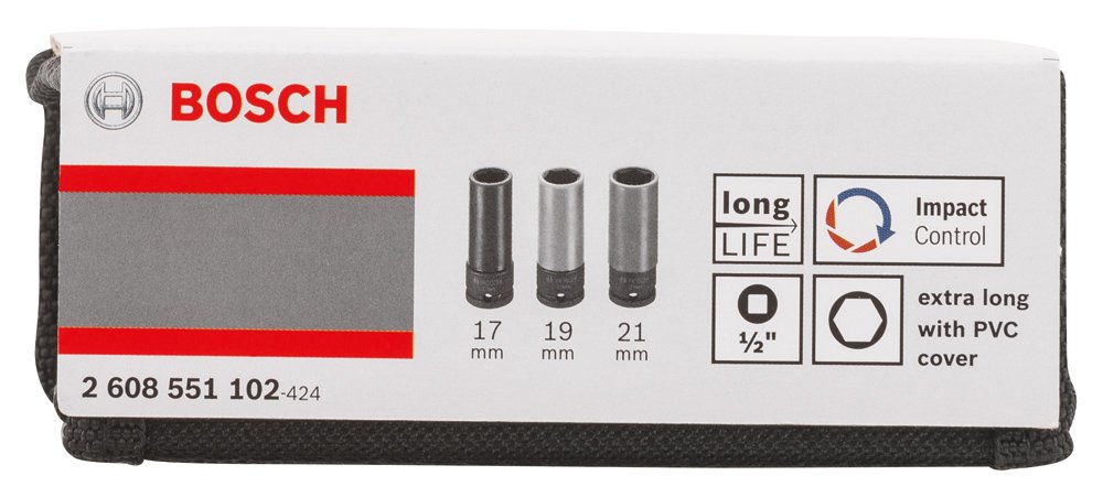 Bosch Set 3 Douilles 85 mm 17/19/21 mm 1/2 Pouce