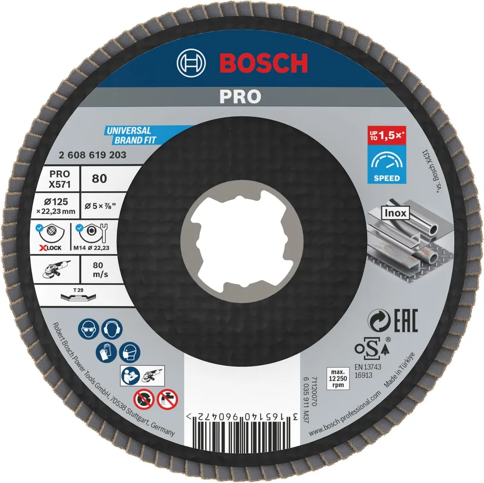 Bosch PRO X571 X-Lock disque lamelles 125 mm grain 80