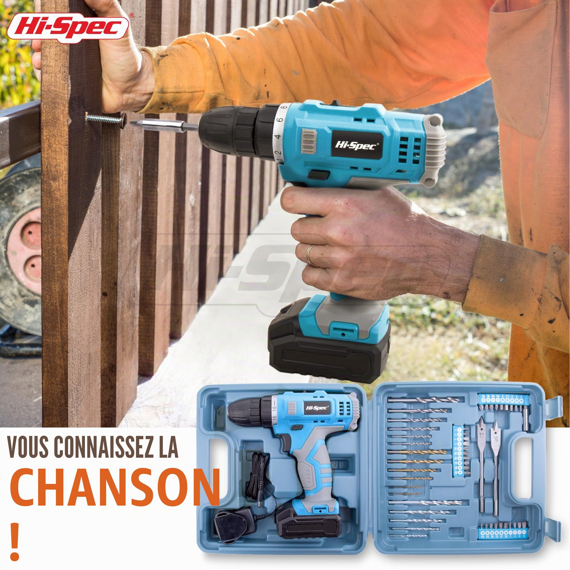 Hi-Spec Drill Drivers perceuse 12V bleue 50 pièces