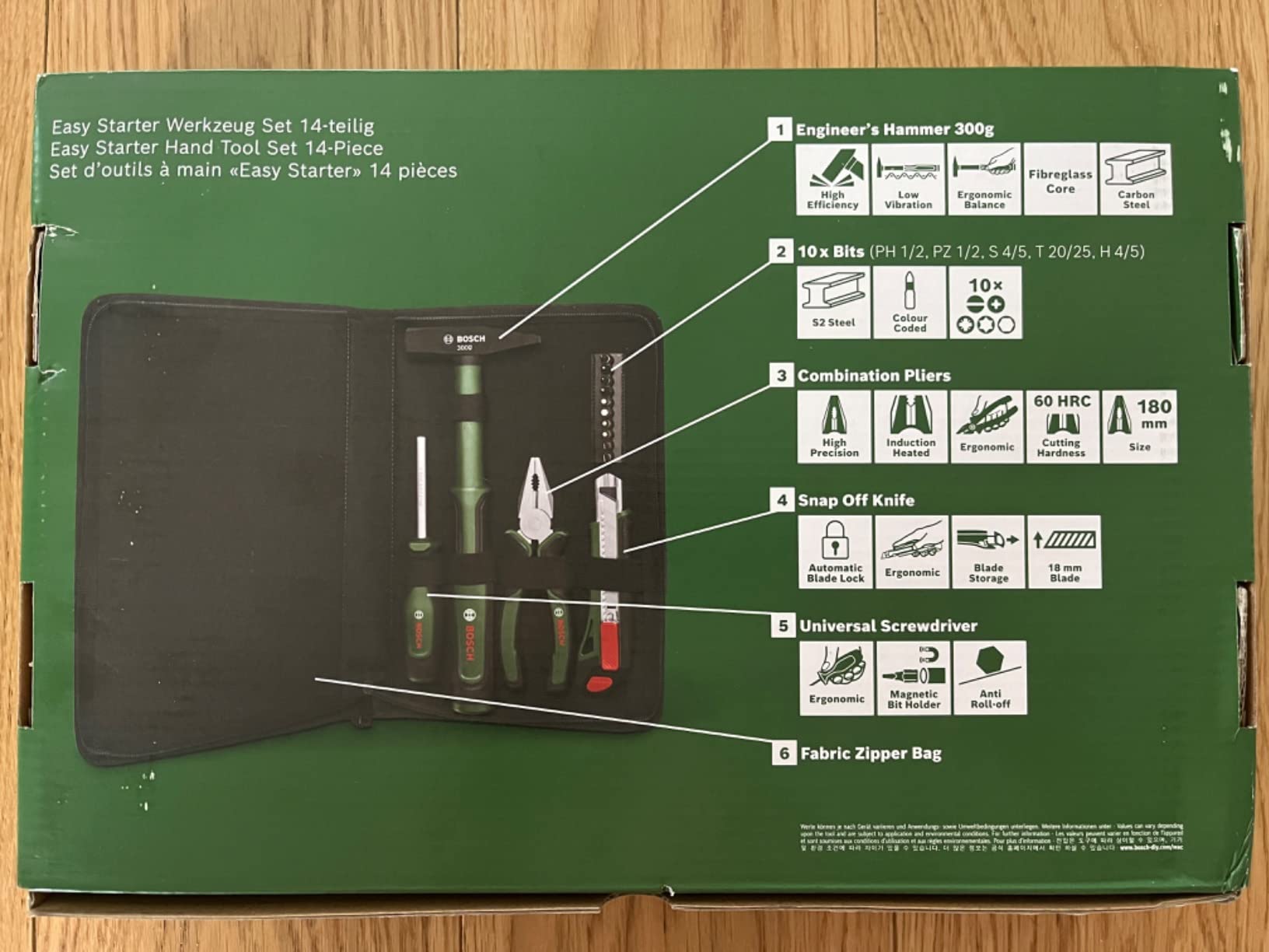 Bosch Universal set 25 outils à main marteau pince sac tissu