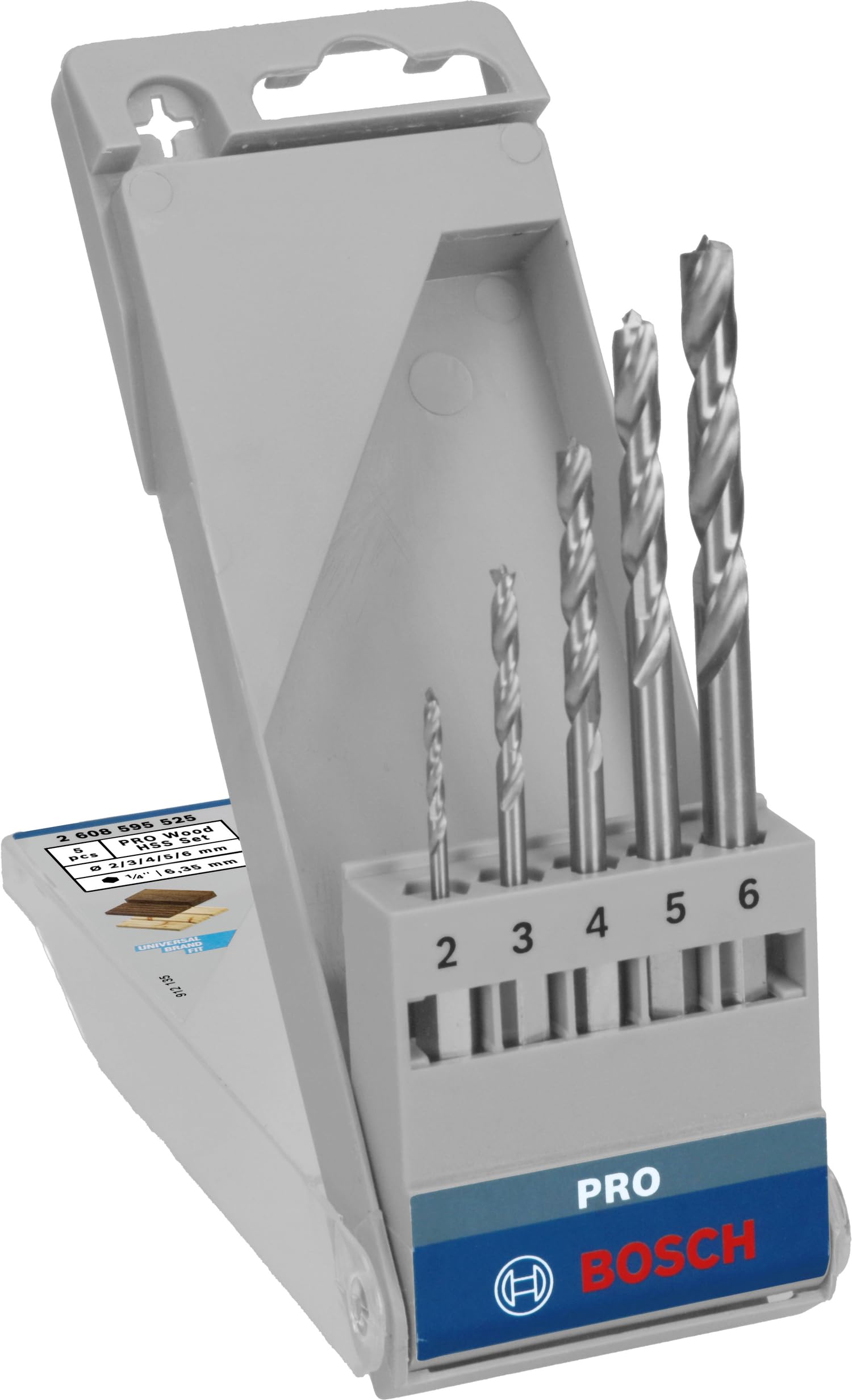 Bosch Coffret 5 forets bois PRO Wood HSS Hex